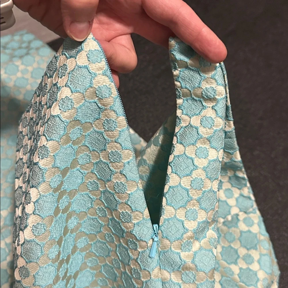 NWT Nordstrom Paperwhite Blue and Cream Textured Pants size 8 - Picture 8 of 9